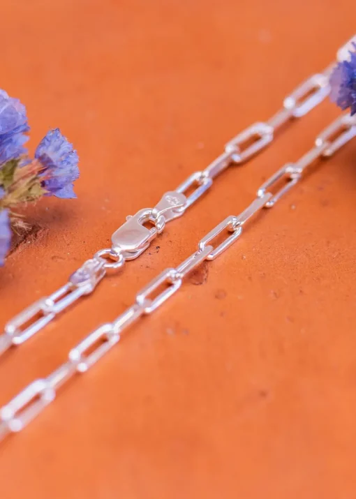 Golden Moments Sterling Silver Small Faceted Paper Chain