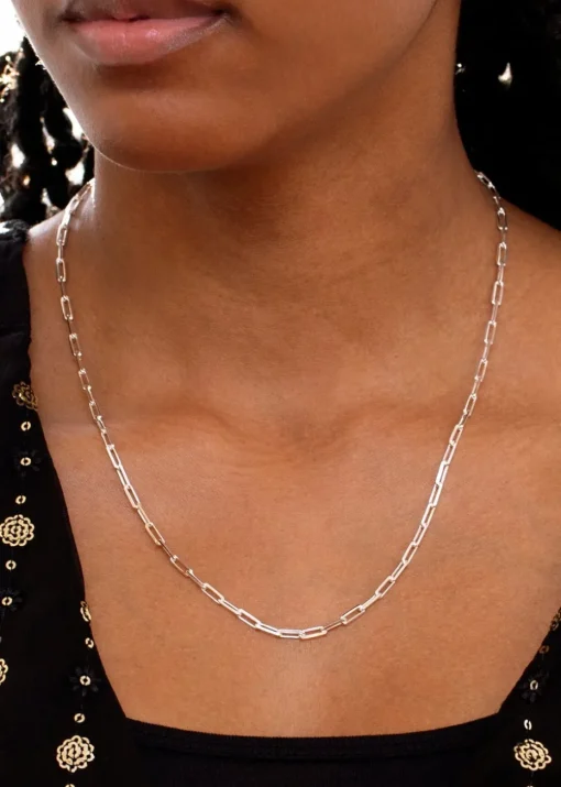Golden Moments Sterling Silver Small Faceted Paper Chain