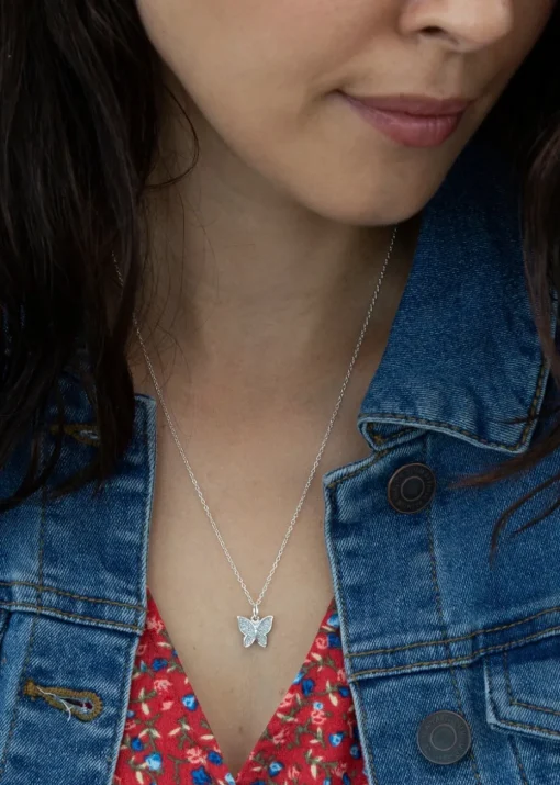 Golden Moments Sterling Silver Stardust Butterfly Necklace