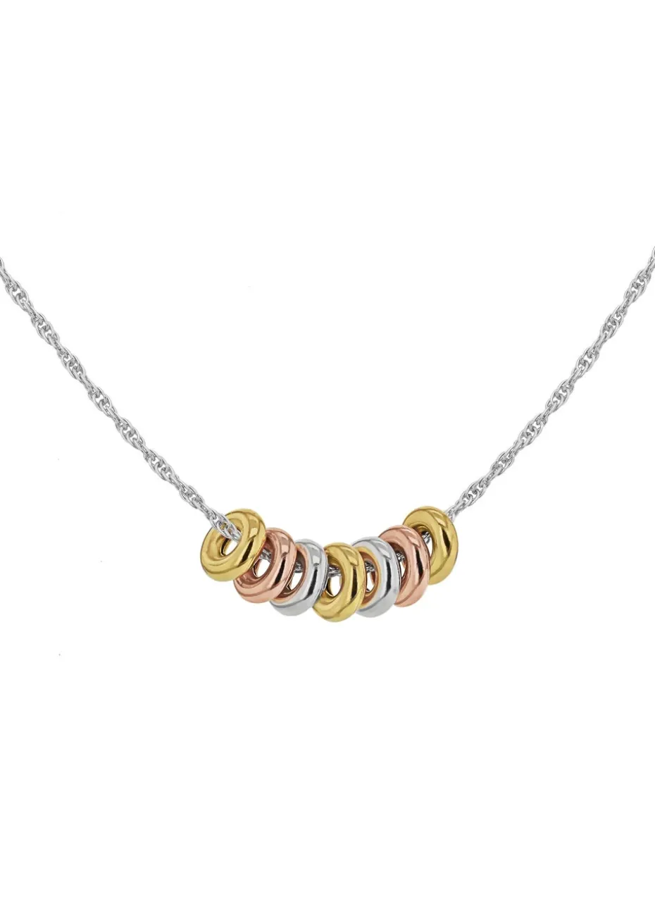 Golden Moments Sterling Silver 3-Colour Rings 'Prince of Wales' Chain Necklace