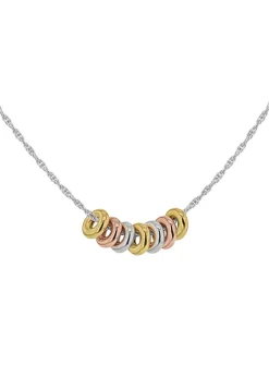 Golden Moments Sterling Silver 3-Colour Rings 'Prince of Wales' Chain Necklace