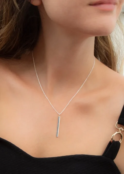 Golden Moments Sterling Silver Vertical-Bar Necklace