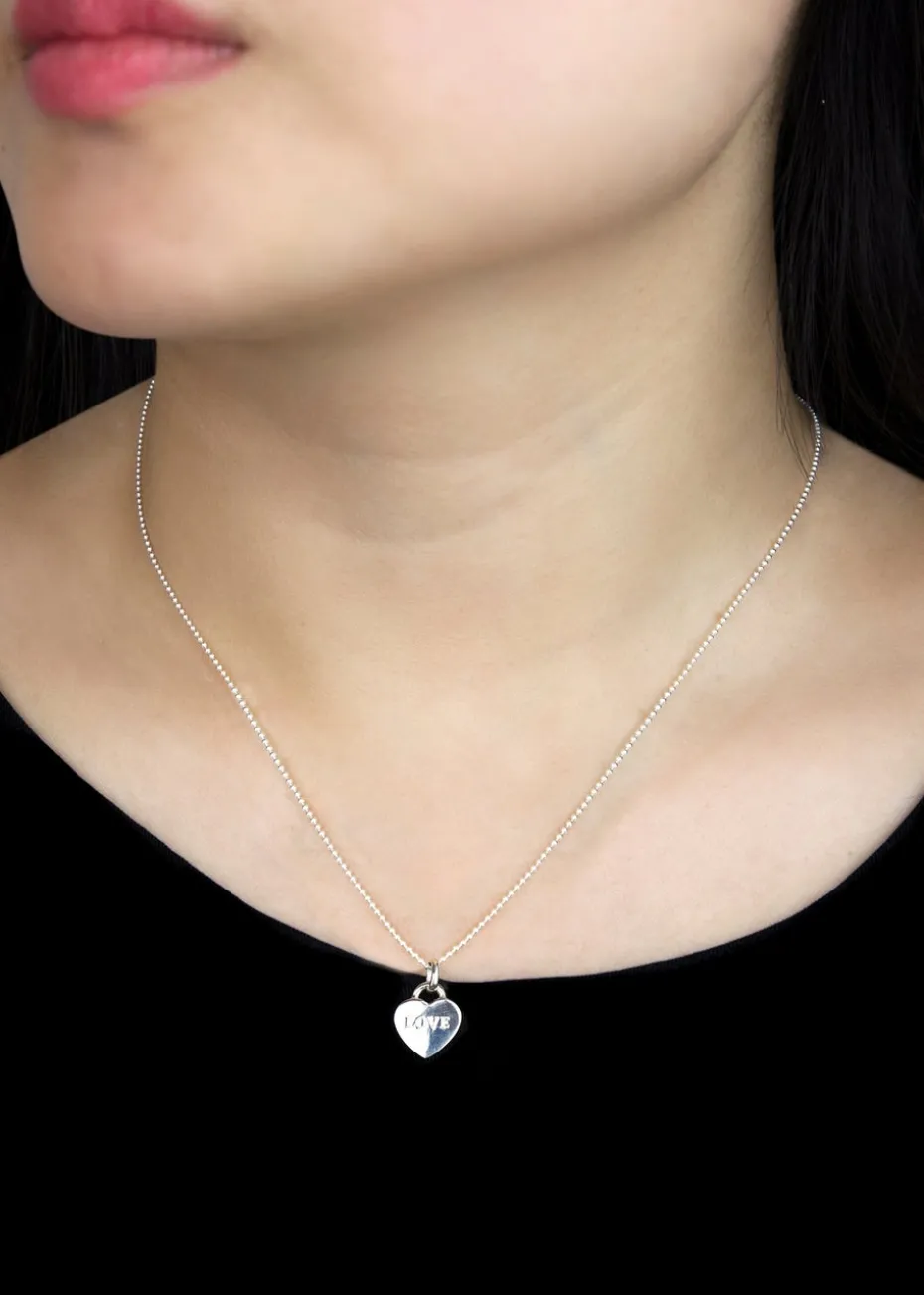 Golden Moments Sterling Silver 'LOVE' Heart Pendant