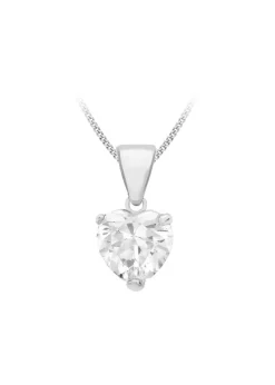 Golden Moments Sterling Silver White CZ Heart Necklace