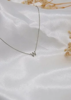 Golden Moments Sterling Silver 'W' Initial  Necklace