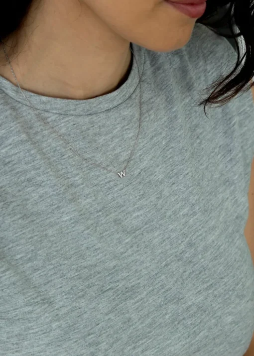 Golden Moments Sterling Silver 'W' Initial  Necklace