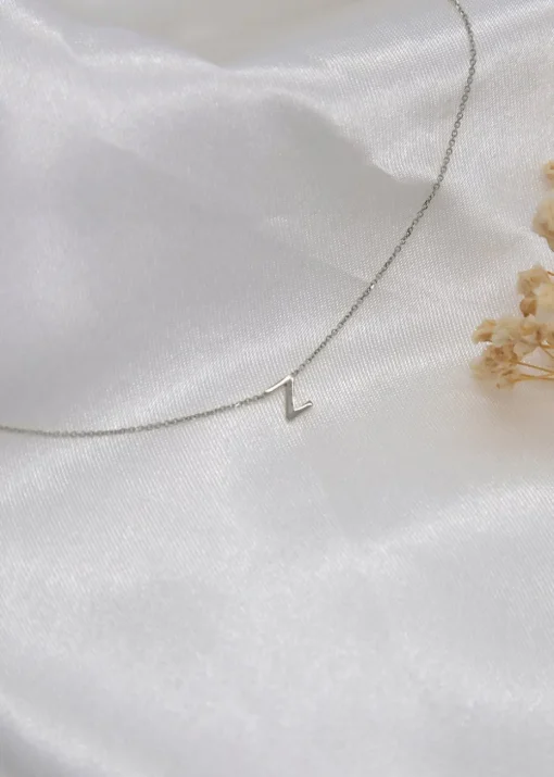 Golden Moments Sterling Silver 'Z' Initial  Necklace