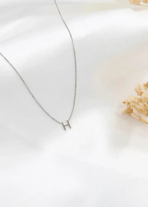 Golden Moments Sterling Silver 'H' Initial  Necklace