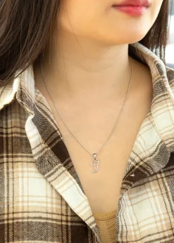 Golden Moments Sterling Silver Diamond 'J' Initial Necklace