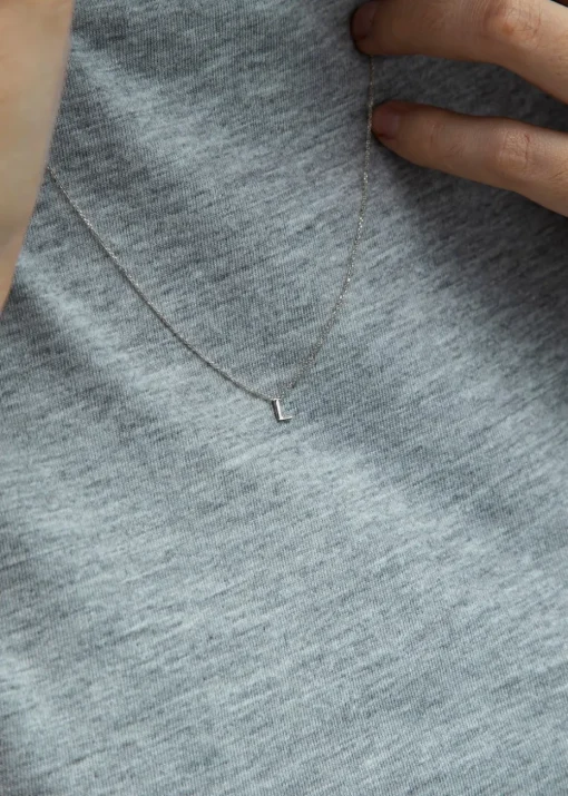 Golden Moments Sterling Silver 'L' Initial  Necklace