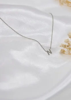Golden Moments Sterling Silver 'N' Initial  Necklace