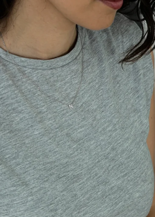 Golden Moments Sterling Silver 'N' Initial  Necklace