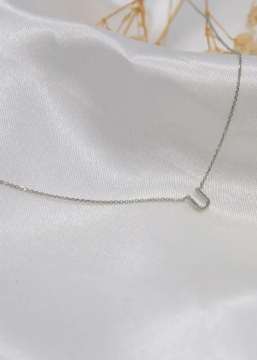 Golden Moments Sterling Silver 'U' Initial  Necklace
