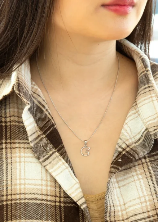 Golden Moments Sterling Silver Diamond 'G' Initial Necklace