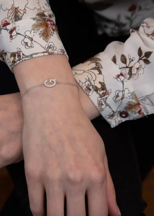 Golden Moments Sterling Silver CZ 'G' Initial Bracelet