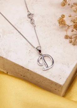 Golden Moments Sterling Silver Diamond 'D' Initial Necklace