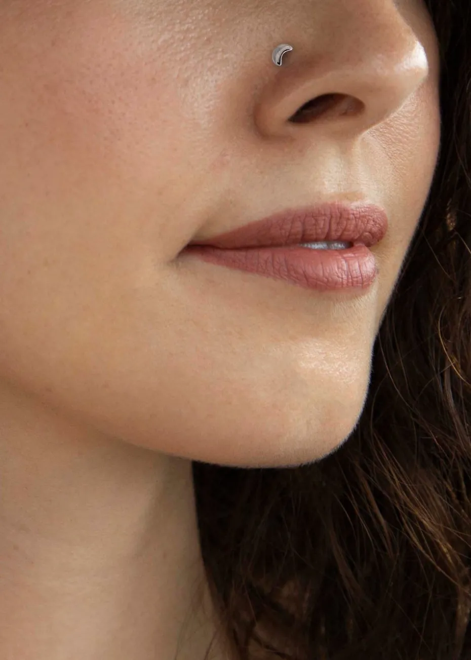 Golden Moments Sterling Silver Polished Moon Nose Stud