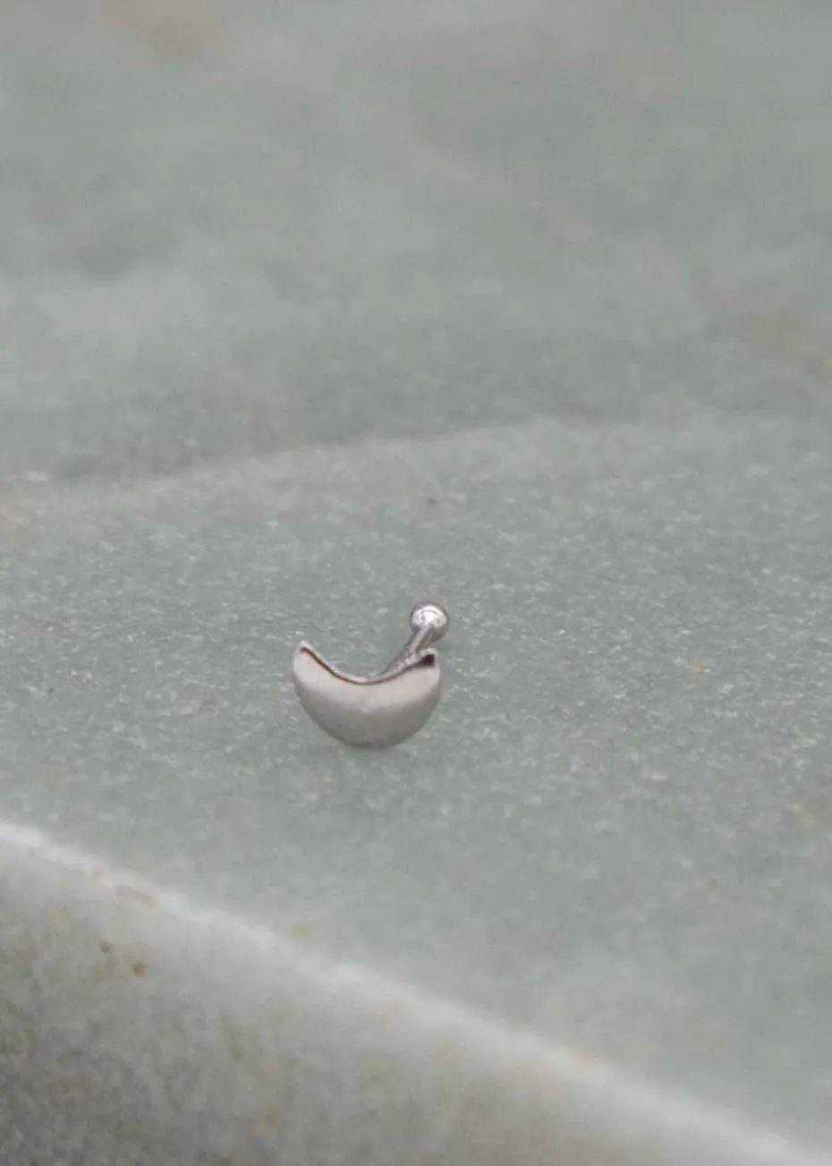 Golden Moments Sterling Silver Polished Moon Nose Stud