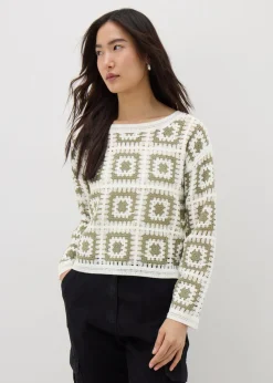 Green Crochet Patchwork Jumper