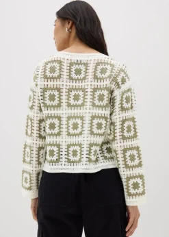 Green Crochet Patchwork Jumper