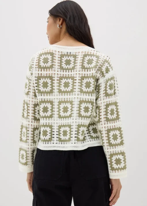 Green Crochet Patchwork Jumper