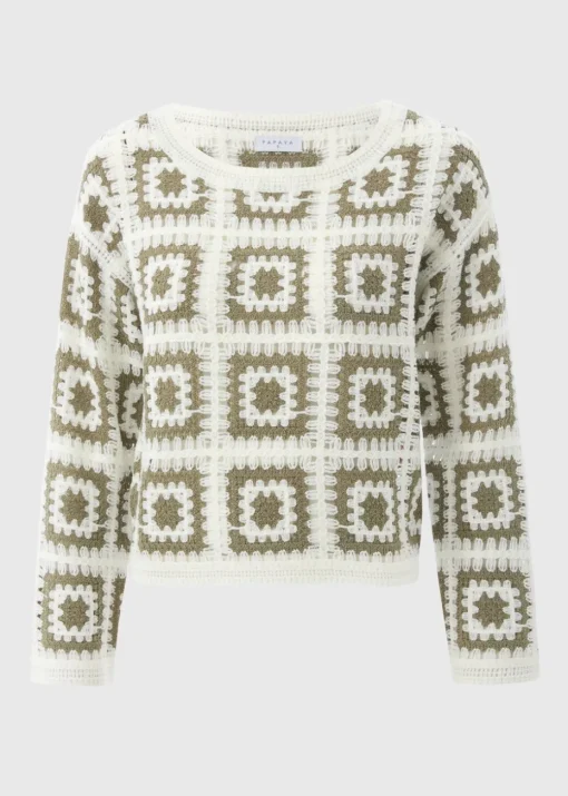 Green Crochet Patchwork Jumper
