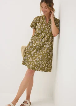 Green Floral Popover Tunic Dress
