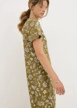 Green Floral Popover Tunic Dress