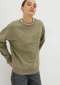 Green Floral Stitch Sweatshirt