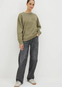 Green Floral Stitch Sweatshirt