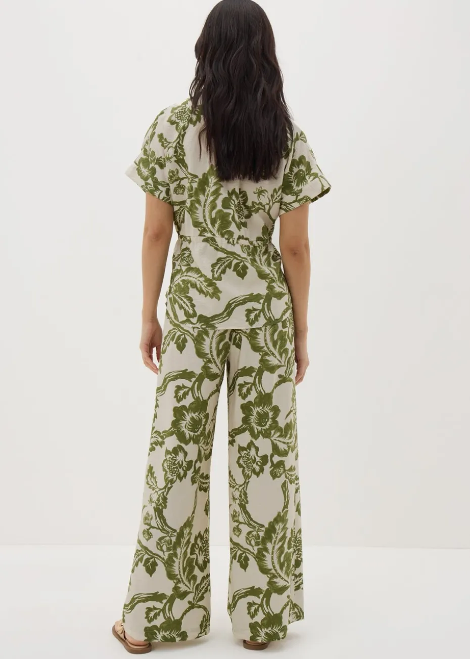 Green Floral Wide Leg Co Ord Trousers
