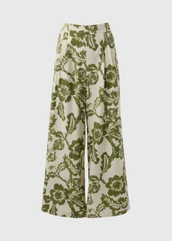 Green Floral Wide Leg Co Ord Trousers
