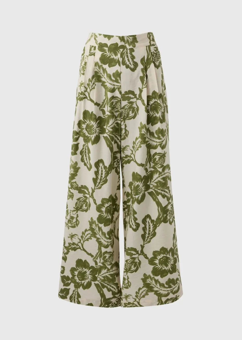 Green Floral Wide Leg Co Ord Trousers