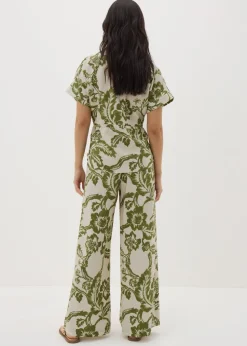 Green Floral Wide Leg Co Ord Trousers