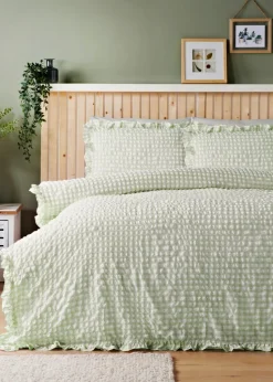 Green Gingham Seersucker Duvet Set