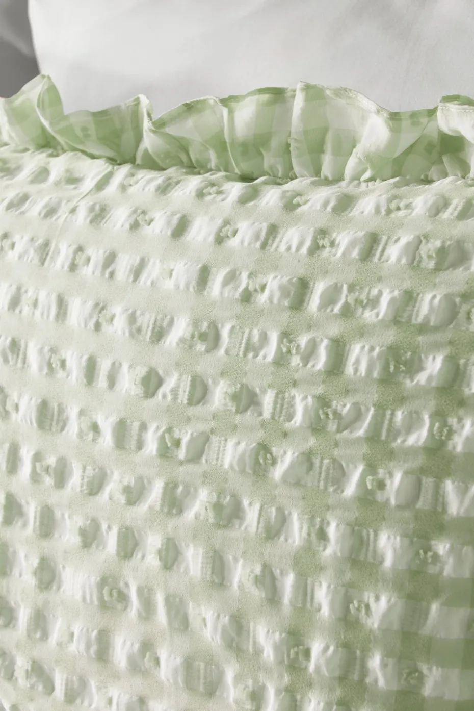 Green Gingham Seersucker Duvet Set