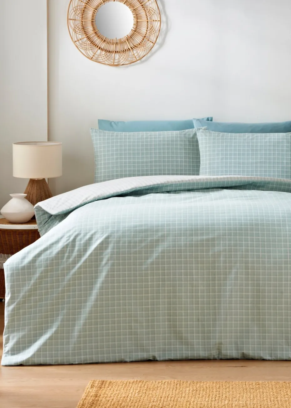 Green Grid Check Duvet Set