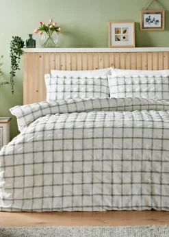 Green Grid Check Seersucker Duvet Set