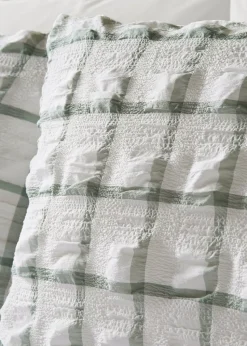 Green Grid Check Seersucker Duvet Set