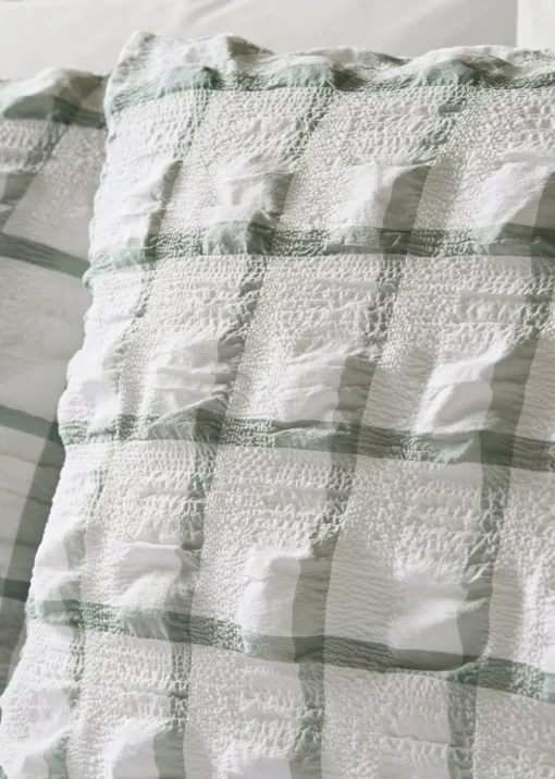 Green Grid Check Seersucker Duvet Set
