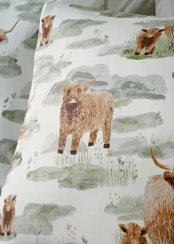 Green Highland Cow Duvet Set