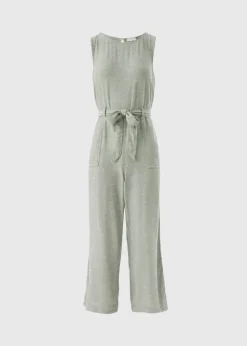 Green Linen Blend Jumpsuit