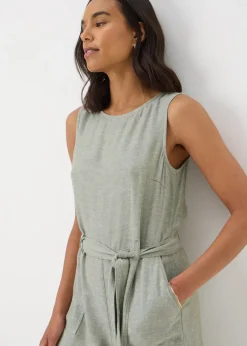 Green Linen Blend Jumpsuit