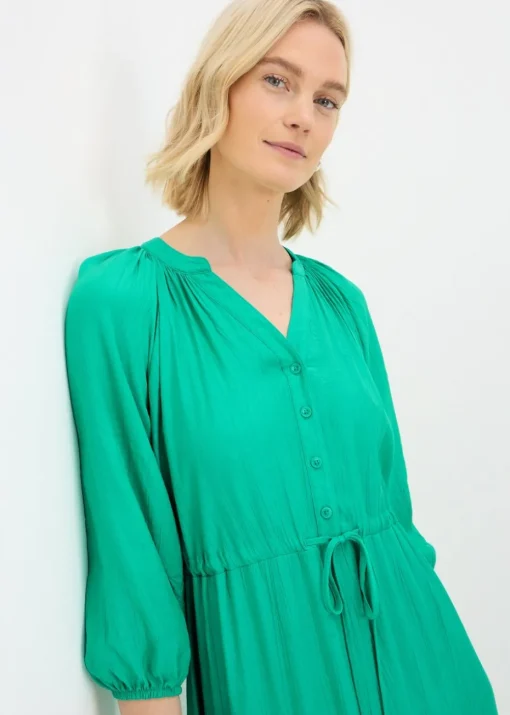 Green Raglan Midi Shirt Dress