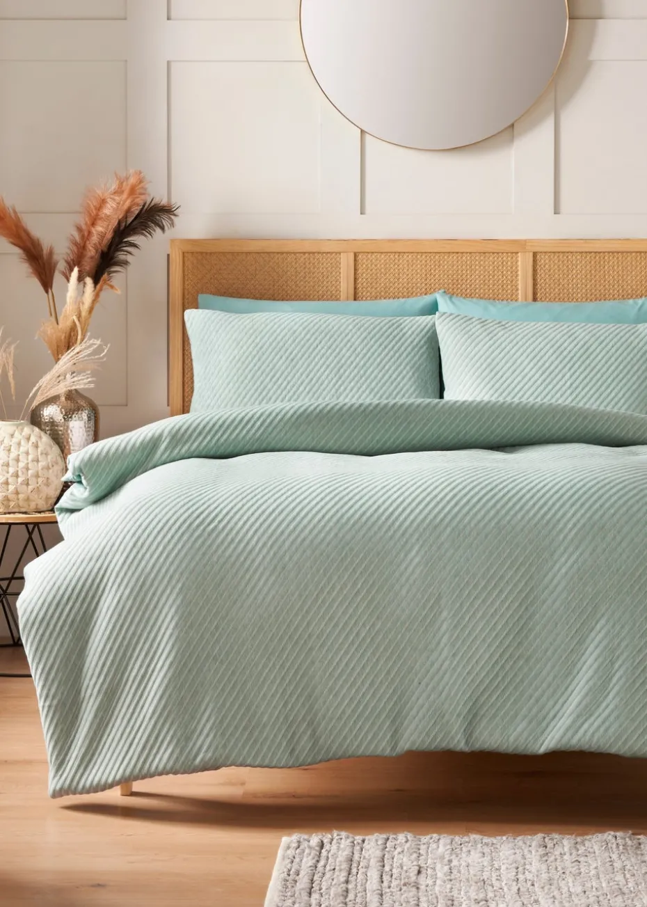Green Ribbed Duvet Set