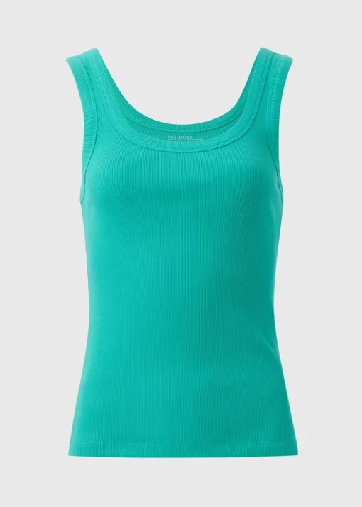 Green Ribbed Scoop Neck Vest Top