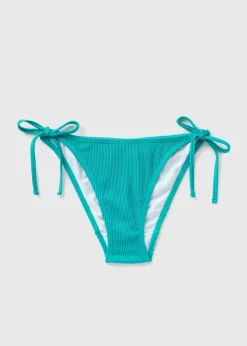 Green Ribbed Triangle Bikini Bottoms