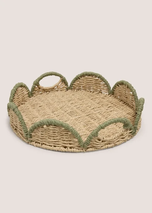Green Scallop Edge Tray