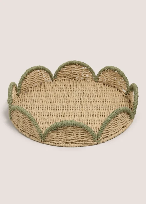 Green Scallop Edge Tray