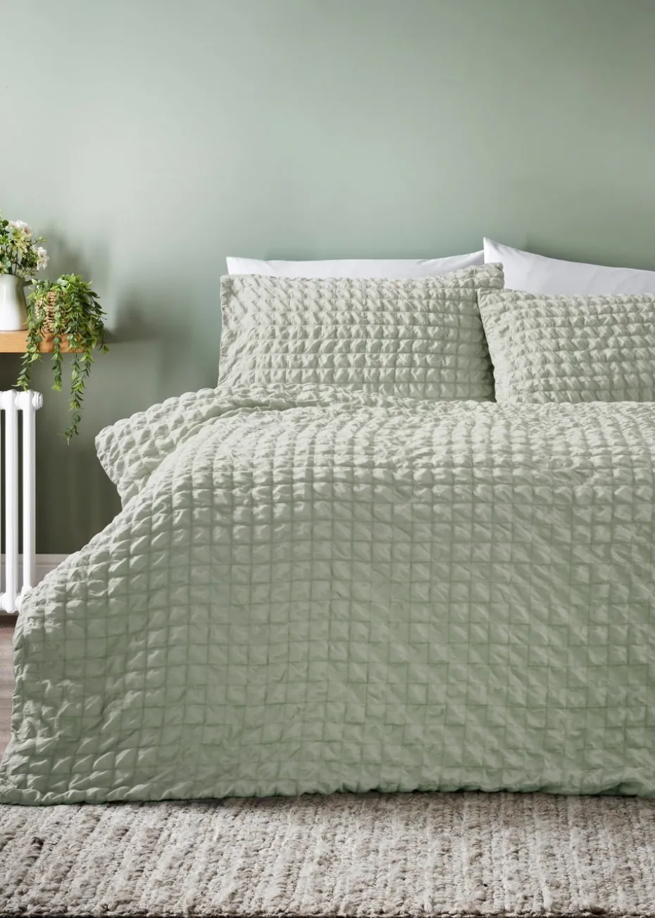 Green Seersucker Duvet Set